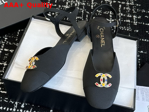 Chanel Mary Jane Pump in Black Cotton Replica