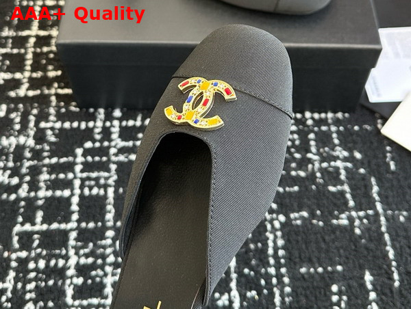 Chanel Mary Jane Pump in Black Cotton Replica