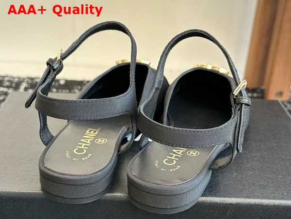 Chanel Mary Jane Pump in Black Cotton Replica