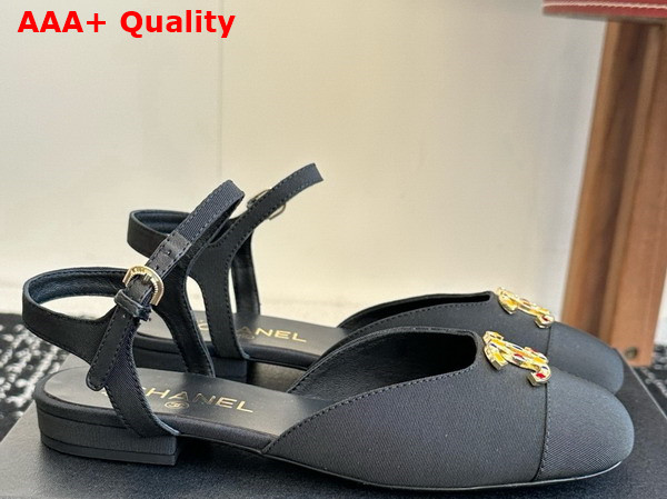 Chanel Mary Jane Pump in Black Cotton Replica