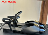 Chanel Mary Jane Pump in Black Lambskin and Patent Calfskin Replica