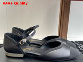 Chanel Mary Jane Pumps in Black Lambskin and Grosgrain Replica