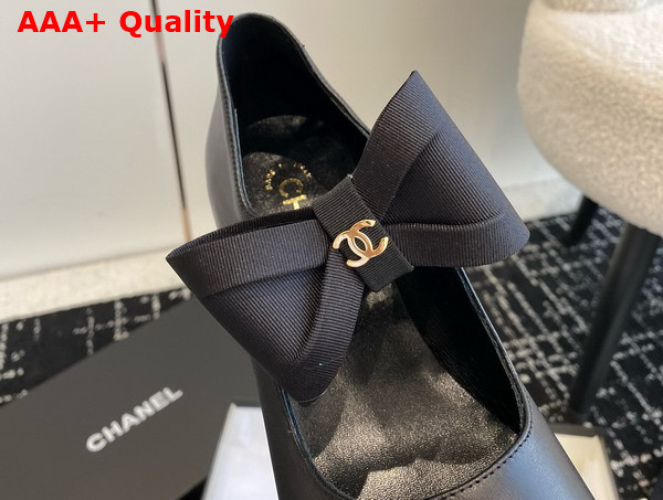 Chanel Mary Janes Black Calfskin and Grosgrain G45356 Replica