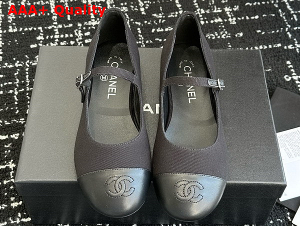 Chanel Mary Janes Black Cotton and Lambskin G46379 Replica
