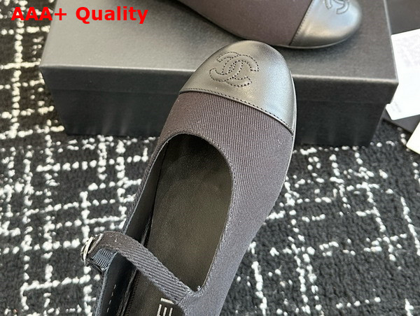 Chanel Mary Janes Black Cotton and Lambskin G46379 Replica
