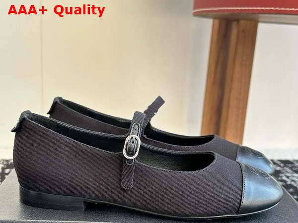 Chanel Mary Janes Black Cotton and Lambskin G46379 Replica
