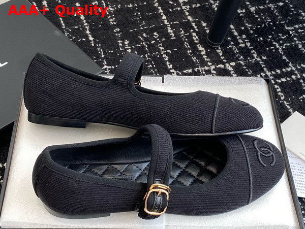Chanel Mary Janes Black Cotton and Silk G45503 Replica