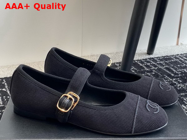 Chanel Mary Janes Black Cotton and Silk G45503 Replica