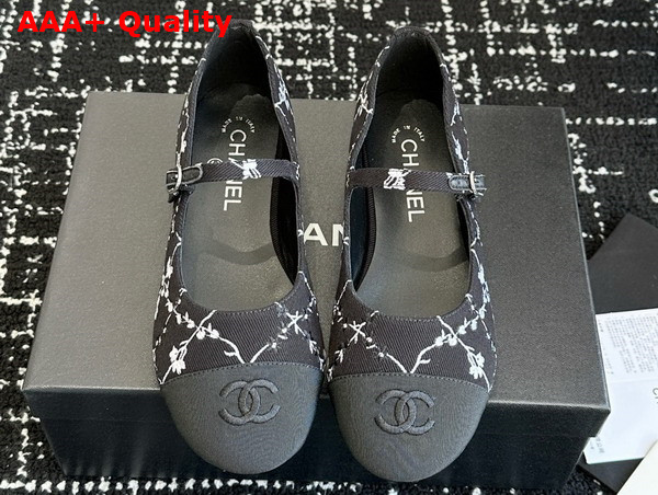 Chanel Mary Janes Black Embroidered Cotton G46379 Replica
