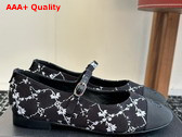 Chanel Mary Janes Black Embroidered Cotton G46379 Replica