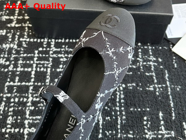 Chanel Mary Janes Black Embroidered Cotton G46379 Replica