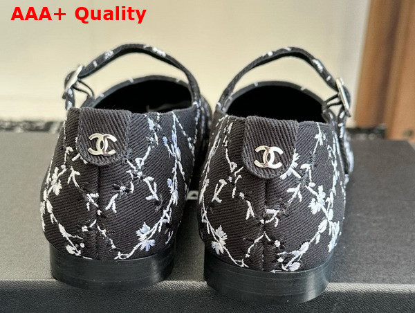 Chanel Mary Janes Black Embroidered Cotton G46379 Replica