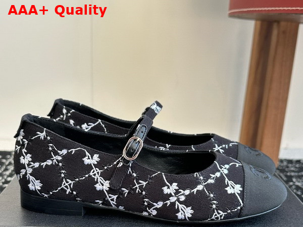 Chanel Mary Janes Black Embroidered Cotton G46379 Replica