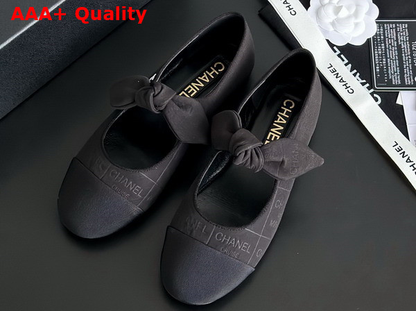 Chanel Mary Janes Cotton Silk Grosgrain Black G46149 Replica