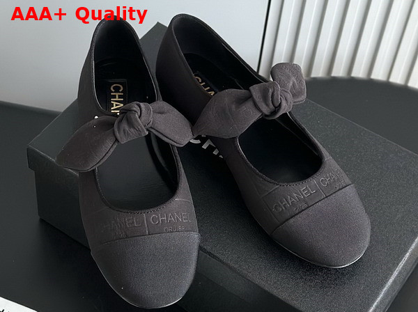 Chanel Mary Janes Cotton Silk Grosgrain Black G46149 Replica