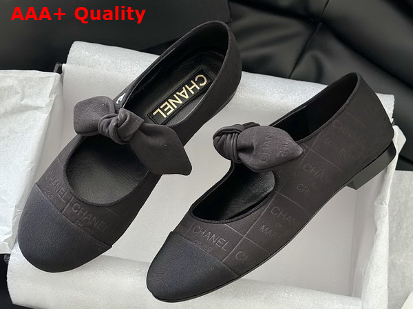 Chanel Mary Janes Cotton Silk Grosgrain Black G46149 Replica