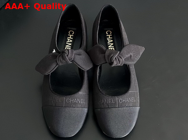 Chanel Mary Janes Cotton Silk Grosgrain Black G46149 Replica