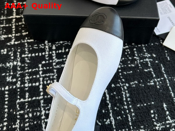 Chanel Mary Janes Cotton and Lambskin White and Black G46379 Replica