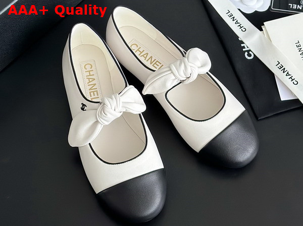 Chanel Mary Janes Lambskin White and Black G46149 Replica