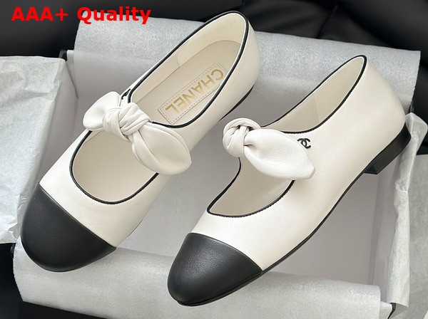 Chanel Mary Janes Lambskin White and Black G46149 Replica