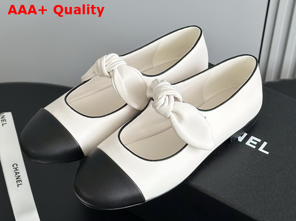 Chanel Mary Janes Lambskin White and Black G46149 Replica