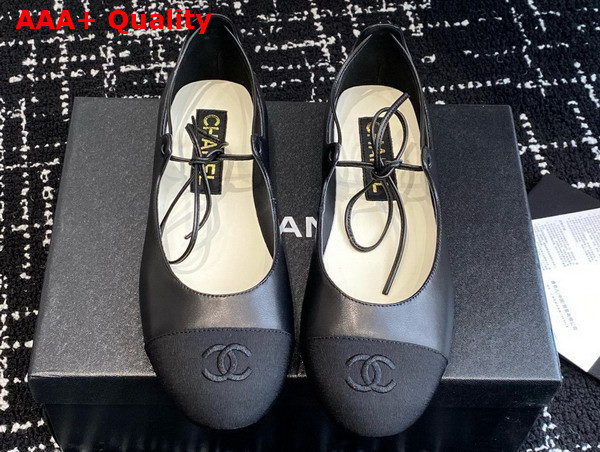 Chanel Mary Janes Lambskin and Grosgrain Black G46324 Replica