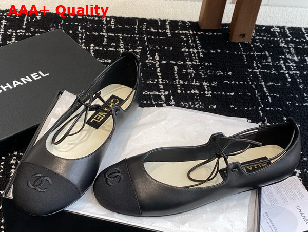 Chanel Mary Janes Lambskin and Grosgrain Black G46324 Replica