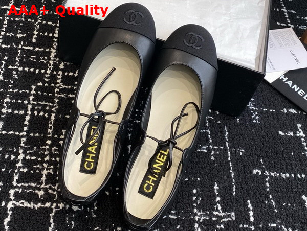 Chanel Mary Janes Lambskin and Grosgrain Black G46324 Replica