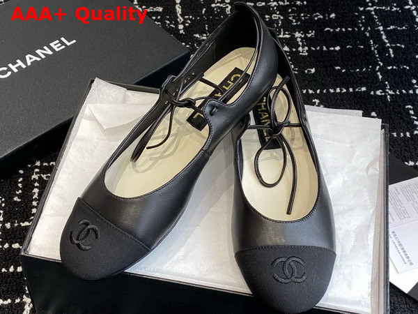 Chanel Mary Janes Lambskin and Grosgrain Black G46324 Replica