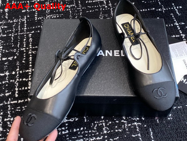 Chanel Mary Janes Lambskin and Grosgrain Black G46324 Replica