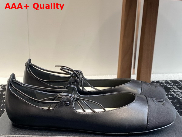 Chanel Mary Janes Lambskin and Grosgrain Black G46324 Replica