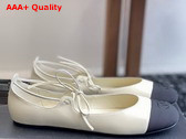 Chanel Mary Janes Lambskin and Grosgrain Ivory and Black G46324 Replica