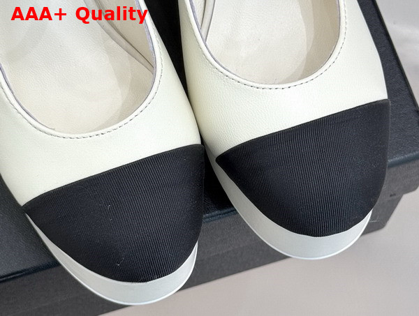 Chanel Mary Janes Lambskin and Grosgrain White and Black G46433 Replica