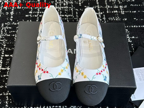 Chanel Mary Janes Multicolor Embroidered Cotton G46379 Replica