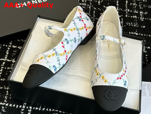 Chanel Mary Janes Multicolor Embroidered Cotton G46379 Replica