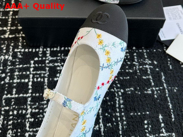 Chanel Mary Janes Multicolor Embroidered Cotton G46379 Replica