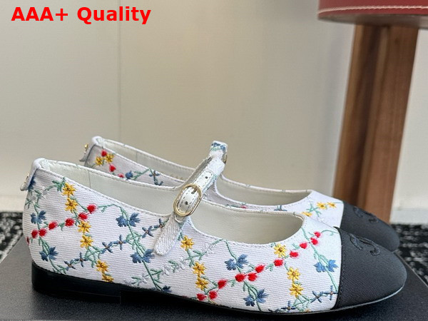 Chanel Mary Janes Multicolor Embroidered Cotton G46379 Replica