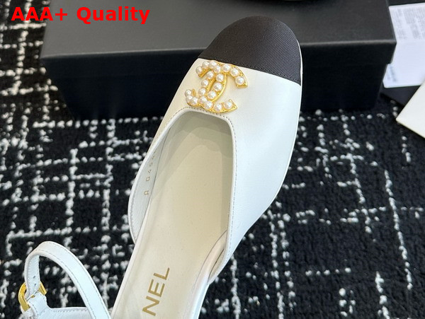 Chanel Mary Janes Pump Lambskin and Grosgrain White and Black Replica