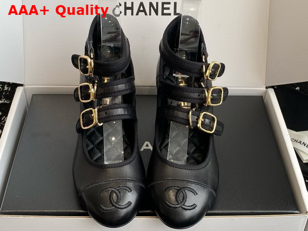 Chanel Mary Janes Pump in Black Lambskin G46477 Replica