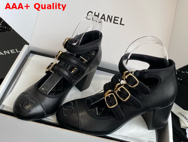 Chanel Mary Janes Pump in Black Lambskin G46477 Replica
