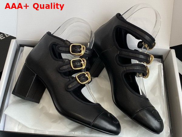 Chanel Mary Janes Pump in Black Lambskin G46477 Replica