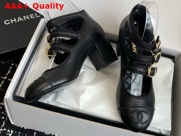 Chanel Mary Janes Pump in Black Lambskin G46477 Replica
