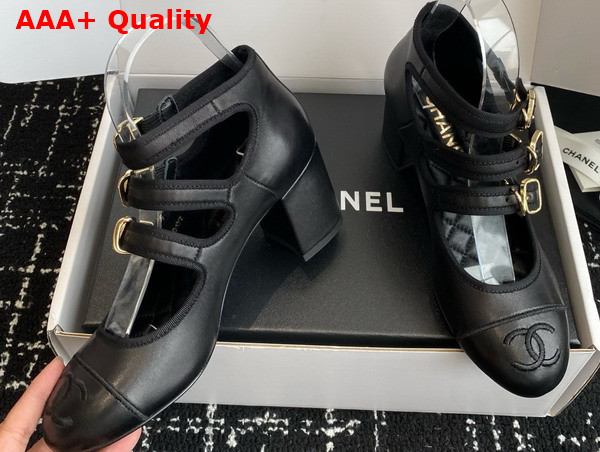 Chanel Mary Janes Pump in Black Lambskin G46477 Replica