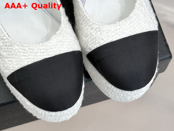 Chanel Mary Janes Tweed and Grosgrain White and Black G46434 Replica