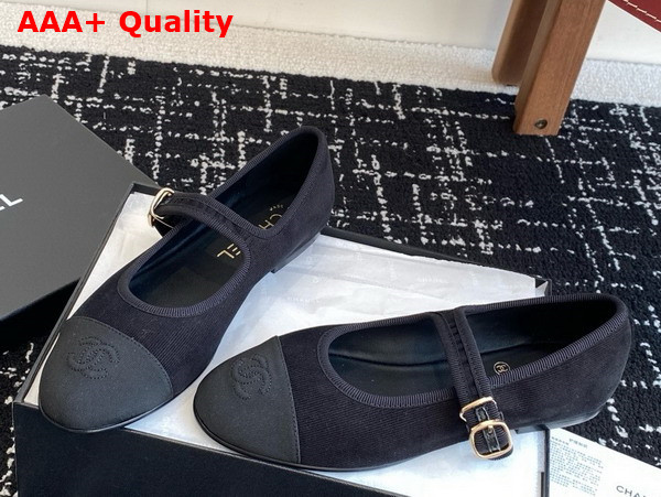 Chanel Mary Janes in White Fabric and Grosgrain G46467 Replica