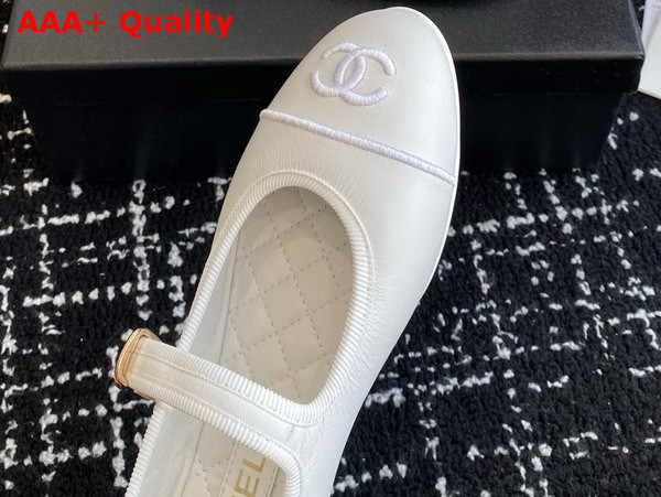 Chanel Mary Janes in White Lambskin G46467 Replica