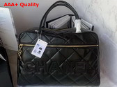 Chanel Maxi Bowling Bag in Black Calfskin Gold Tone Metal AS3718 Replica