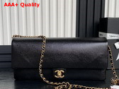 Chanel Maxi Clutch Bag in Black Grained Shiny Calfskin Gold Tone Metal AS5182 Replica