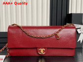 Chanel Maxi Clutch Bag in Burgundy Grained Shiny Calfskin Gold Tone Metal AS5182 Replica