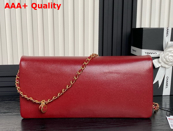 Chanel Maxi Clutch Bag in Burgundy Grained Shiny Calfskin Gold Tone Metal AS5182 Replica